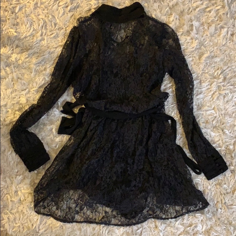 Black lace mini dress